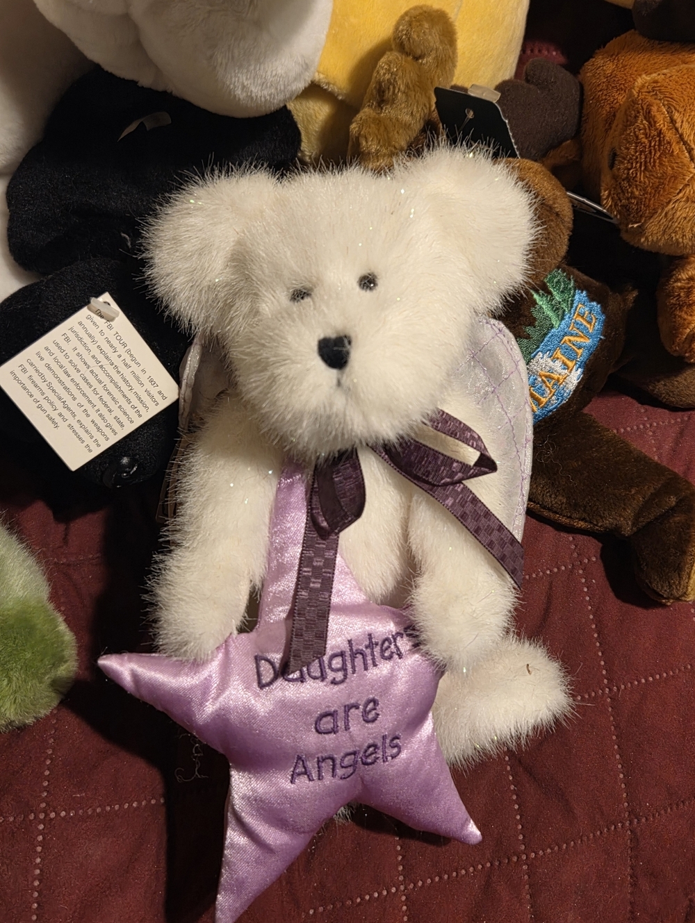 Plush White Teddy Bear with Lavender Star "Daughters are Angels"